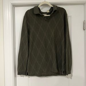 Haggar Green Collared Long Sleeve Cotton-blend Shirt